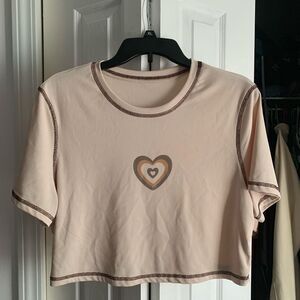 Beige Crop Top with Heart Design